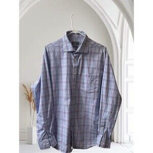 Michael Kors Regular Fit Lavender Checked Long Sleeve Dress Shirt Men's XL EUC